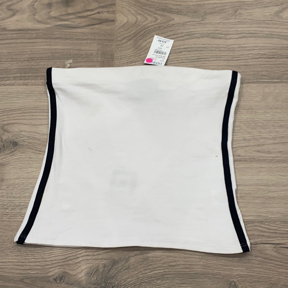 White Tube Top with Black Stripes